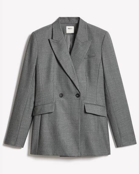 Wool-Blend Double-Breasted Hourglass Blazer