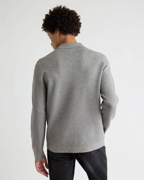 Pull Polo à Demi-Zip à Manches Longues