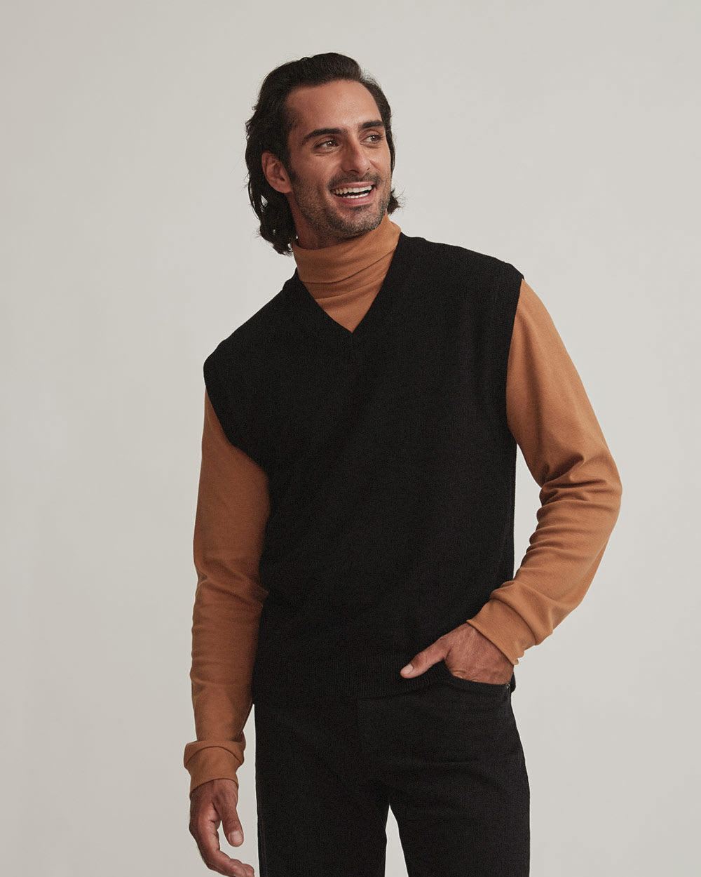 Textured Sleeveless V-Neck Sweater Vest