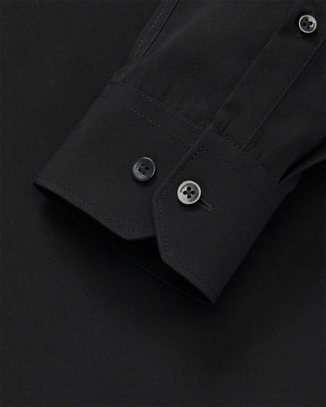 Tailored Fit Black Viscose Dress Shirt