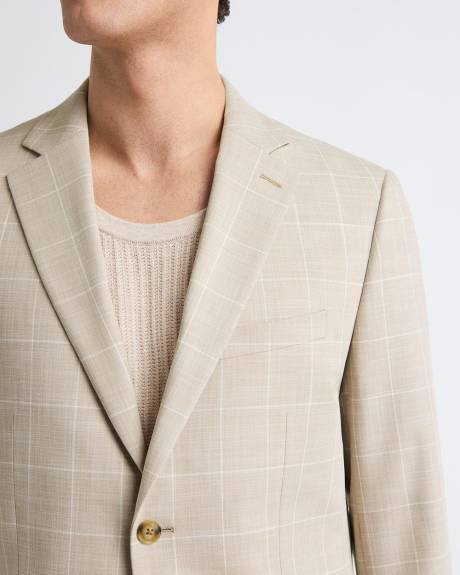 Veston de Complet Carreauté Taupe à Coupe Ajustée