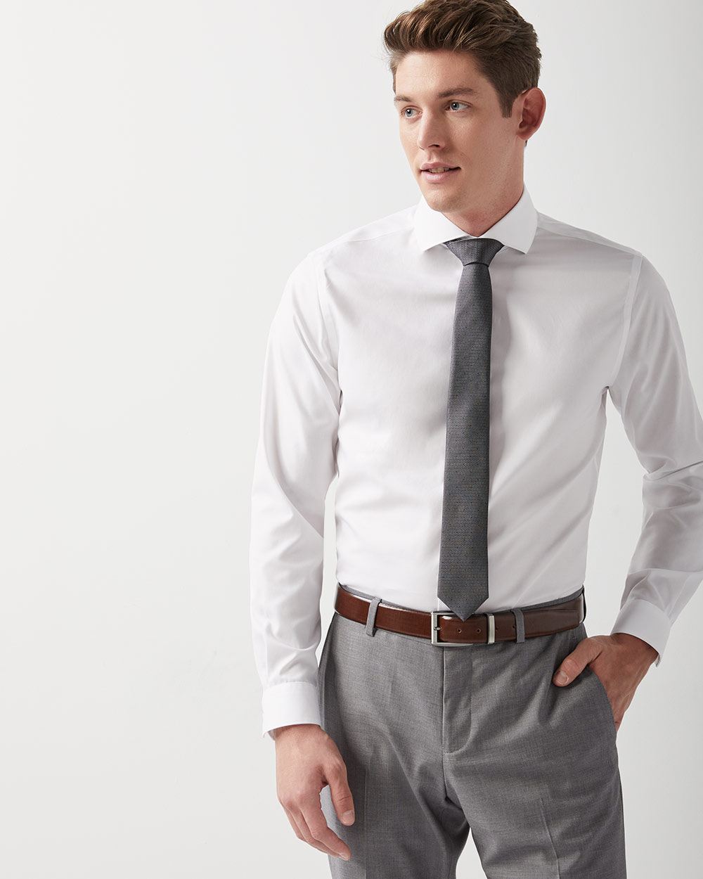 athletic fit white dress shirt
