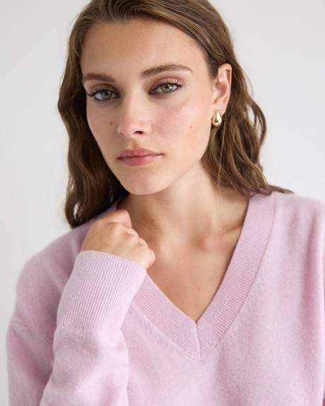 Merino Wool V-Neck Drop Shoulder Sweater