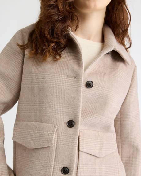 Plaid Wool-Blend Worker Jacket