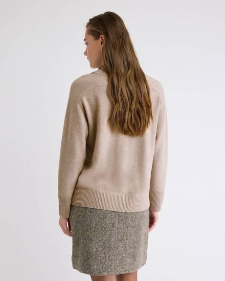 Pull Laine Mérinos à Manches Longues et Col V