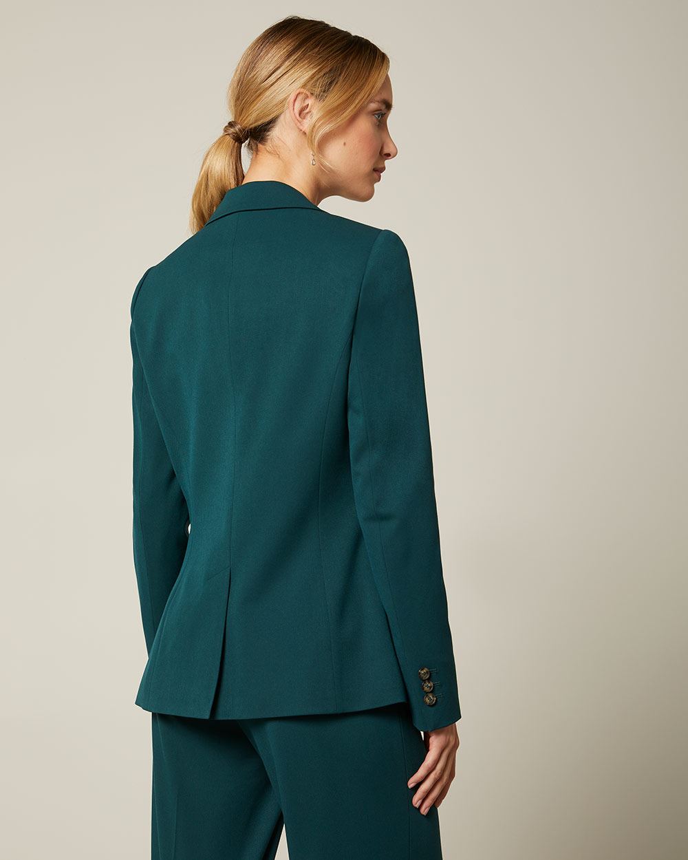 Peacock green Stretch fitted blazer