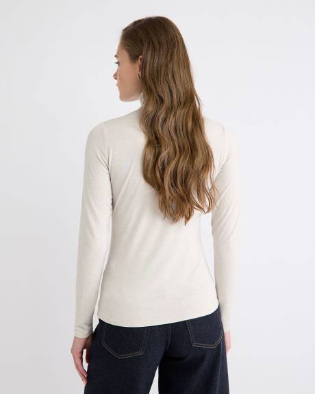 T-Shirt Ajusté à Manches Longues et Col Montant