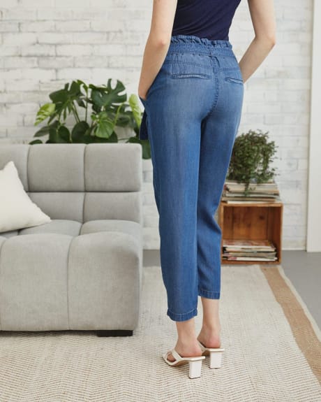 High-Waisted Paperbag Denim-Style Pant - 27"