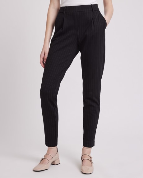 Striped Mid-Rise Tapered-Leg Knit Pant