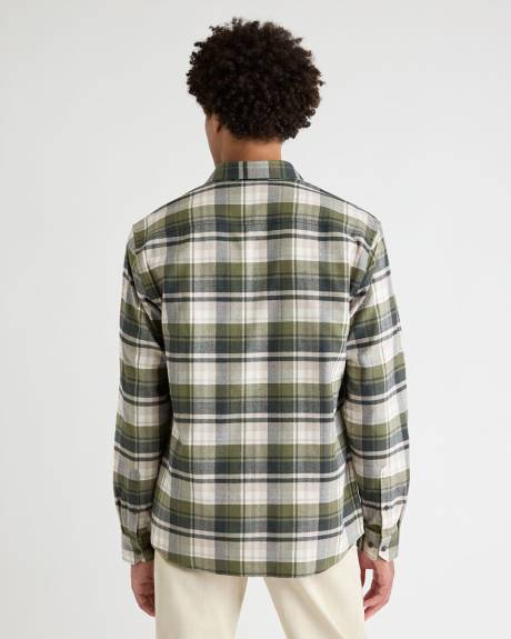 Chemise Carreautée Verte à Coupe Régulière en Flanelle