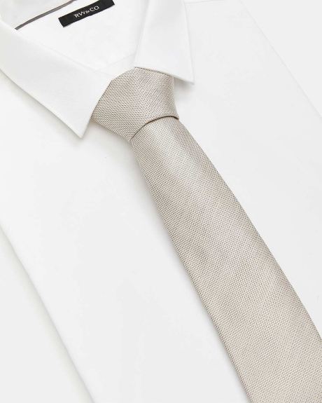 Cravate Régulière Beige en Soie Texturée