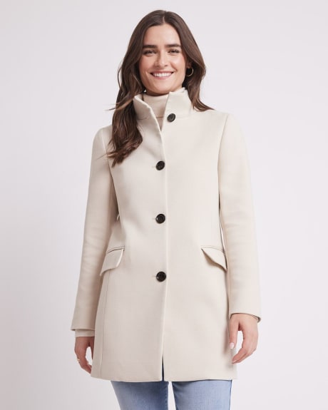 Classic Twill Coat with High Neckline