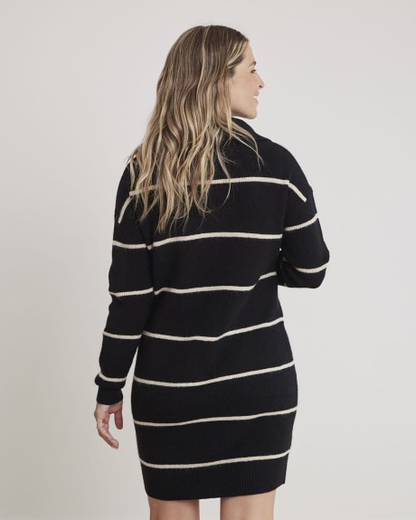 Long-Sleeve Sweater Dress with Half-Zipped High Neckline - Thyme Maternity