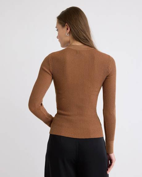 Haut Moulant à Manches Longues et Col Montant avec Fibres Métalliques