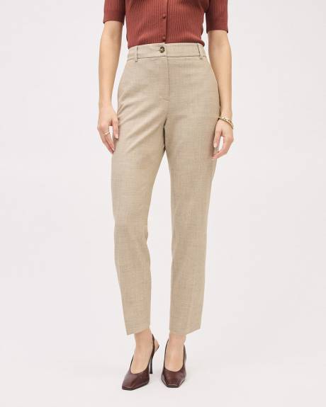 Pantalon Beige &agrave; Jambe Droite et Taille Haute
