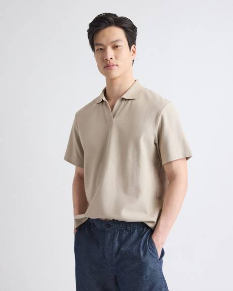 Oversized Short-Sleeve Textured Polo