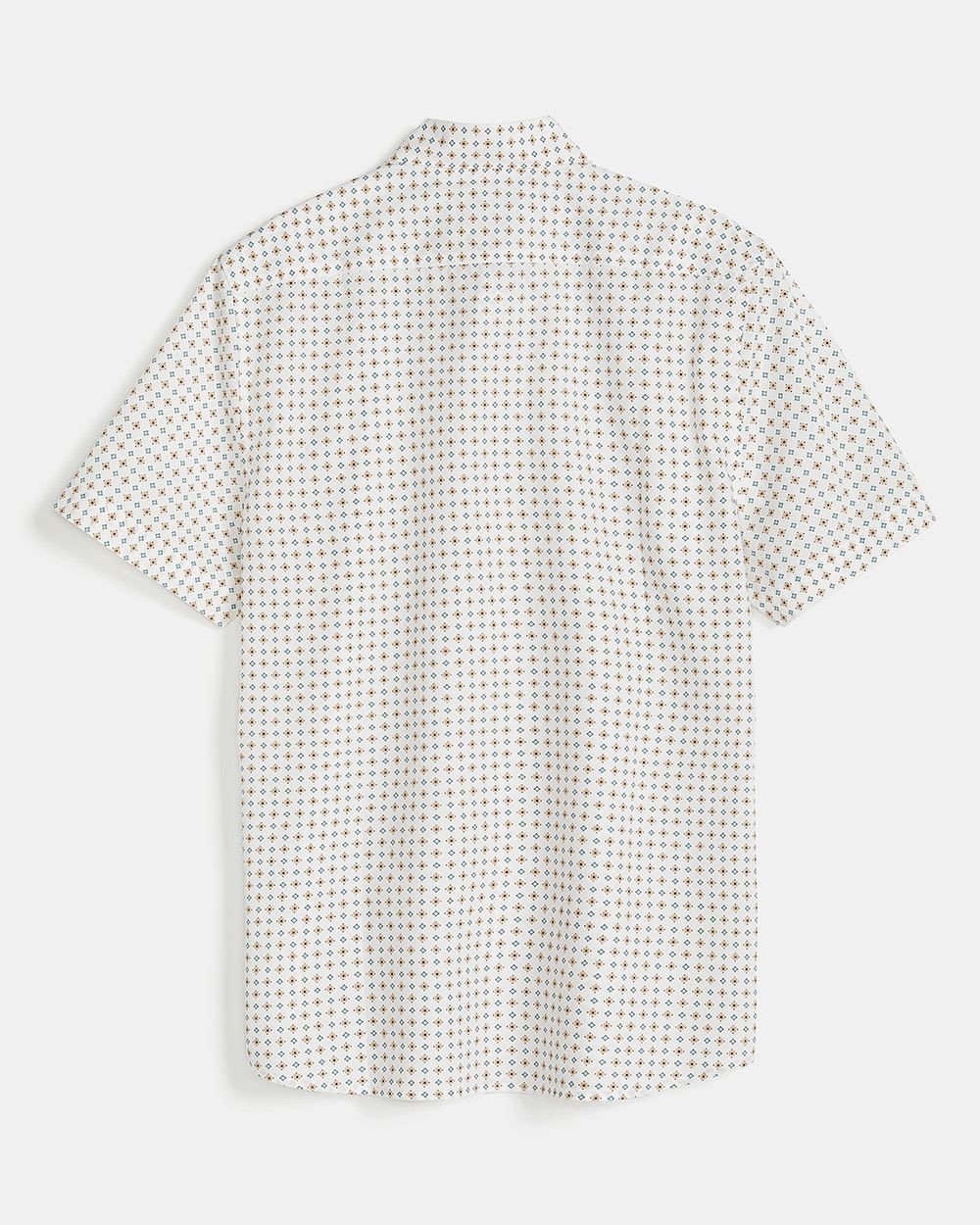 Slim Fit Short-Sleeve Shirt with Retro Geometric Print