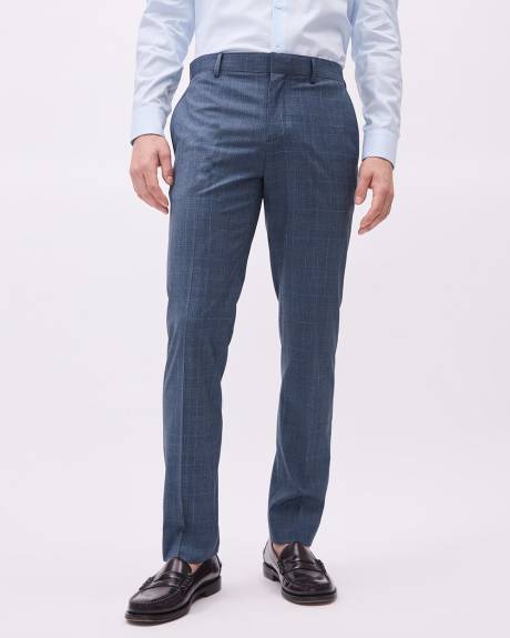 Slim-Fit Blue Checkered Suit Pant