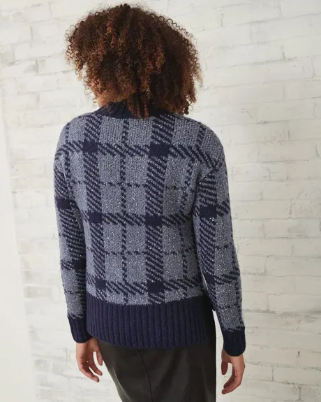 Novelty Plaid High-Low Sweater