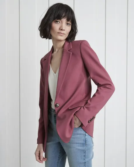Solid One Button Long Blazer