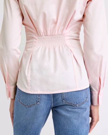 Blouse Boutonnée en Popeline à Manches Longues