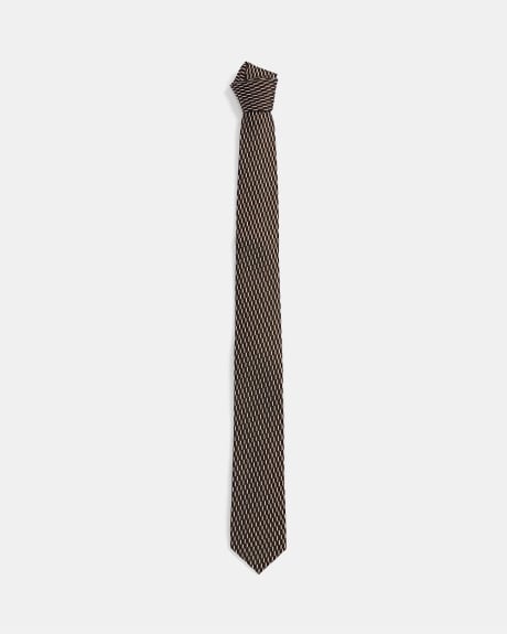 Cravate Régulière à Motif Rétro Noir et Brun