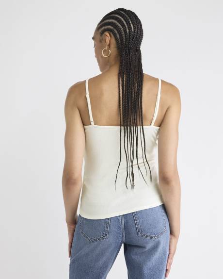 Camisole Côtelée à Col V avec Dentelle