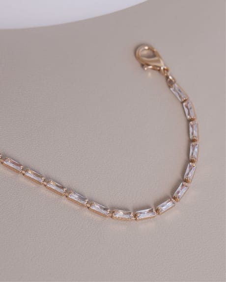 Fine Tennis Bracelet with Rectangle Zirconias