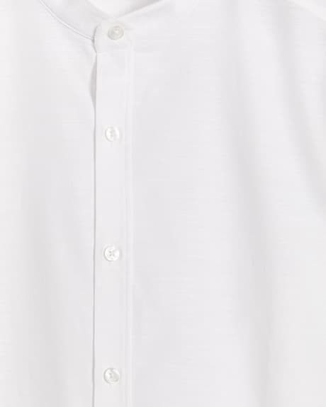 Slim Fit Band Collar White Dress Shirt