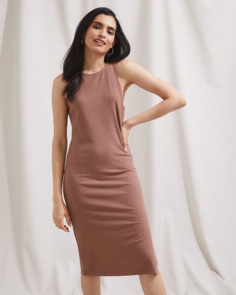 Bodycon Ribbed Dress with Halter Neck