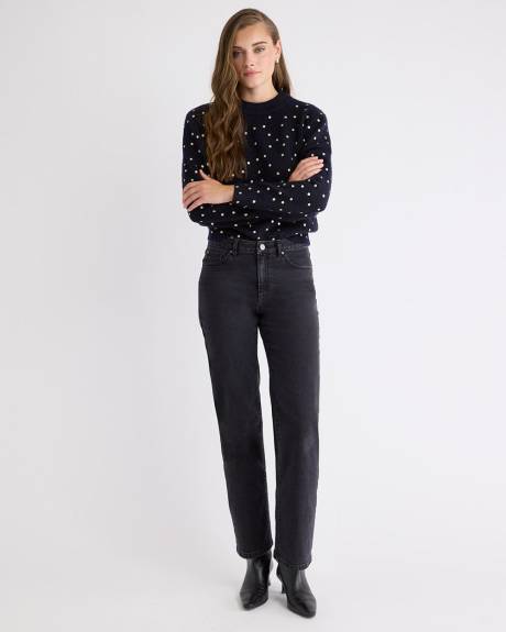 Wool-Blend Long-Sleeve Crew-Neck Sweater with Metallic Dots