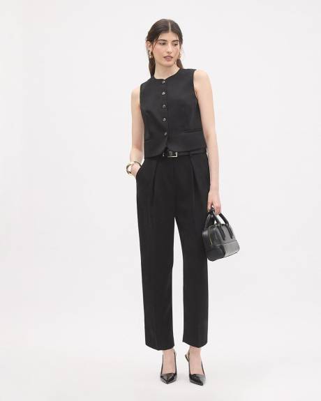 Barrel-Leg High-Rise Satin Pant