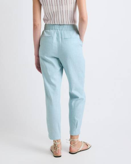Pantalon Jogger en Lin &agrave; Taille Mi-Haute et Jambe Fusel&eacute;e