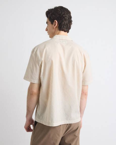 Short-Sleeve Shirt with Camp Collar with Tonal Pattern