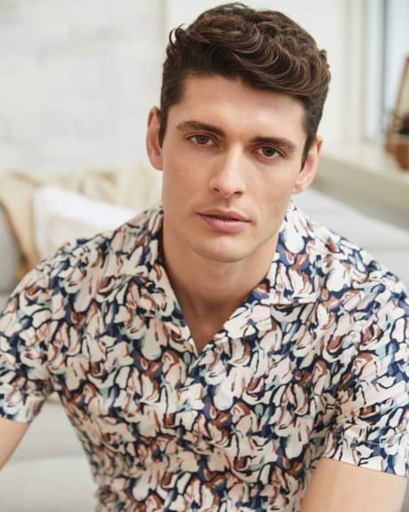 Tailored Fit Camp Collar Floral Shirt