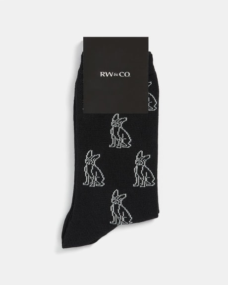 Whimsical Dog Print Crew Socks