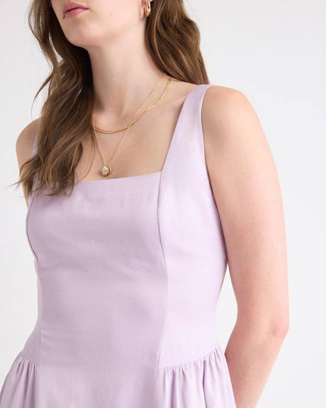 Sleeveless Mini Dress with Square Neckline