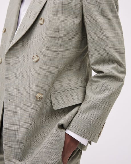 Tailored-Fit Double-Breasted Checkered Suit Blazer
