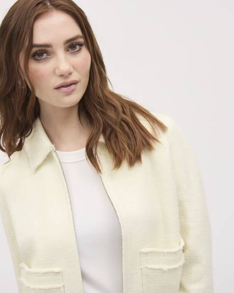 Cropped Tweed Bomber Jacket