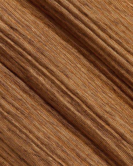 Haut en Tricot Froissé à Col Rond et Manches Très Courtes