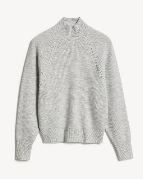 Long-Sleeve Mock-Neck Ribbed Pullover
