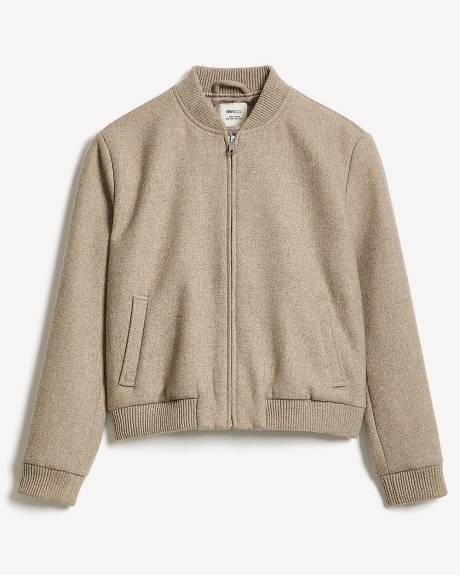 Wool-Blend Zip-Up Bomber Jacket