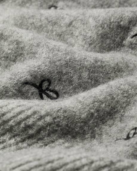 Long-Sleeve Crew-Neck Sweater with Embroidered Pattern