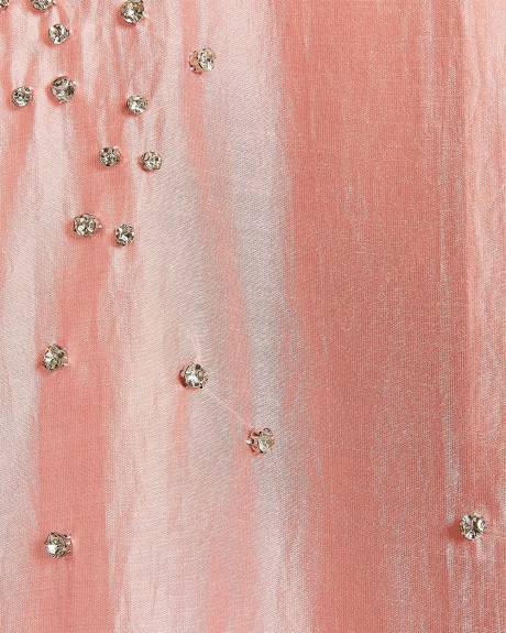 Long-Sleeve Buttoned-Down Blouse with Rhinestones