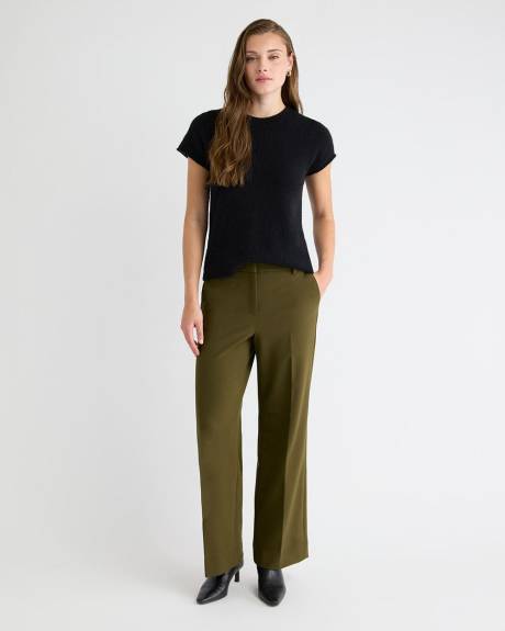 Wool-Blend Cap-Sleeve Crew-Neck Boxy Sweater