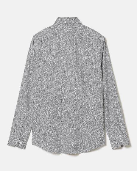 Chemise Habill&eacute;e Blanche &agrave; Coupe &Eacute;troite &agrave; Motif Floral Marine