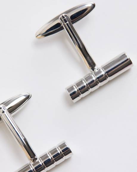 Ribbed Cylindric Cuff Links