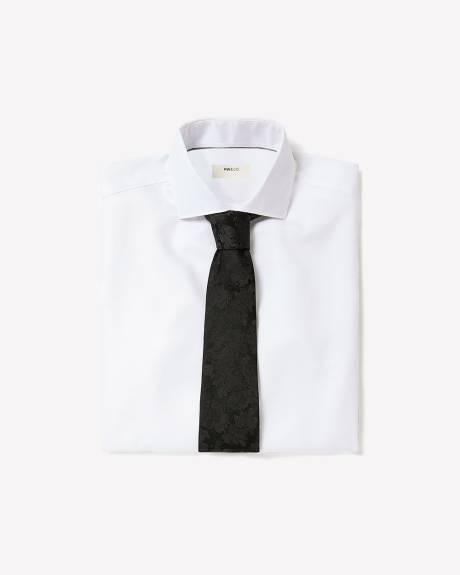 Slim-Fit White Twill Dress Shirt