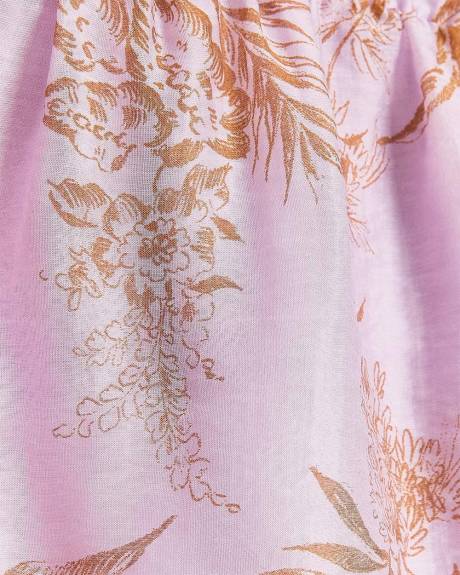 Sleeveless U-Neck Empire-Cut Blouse with Ruffles