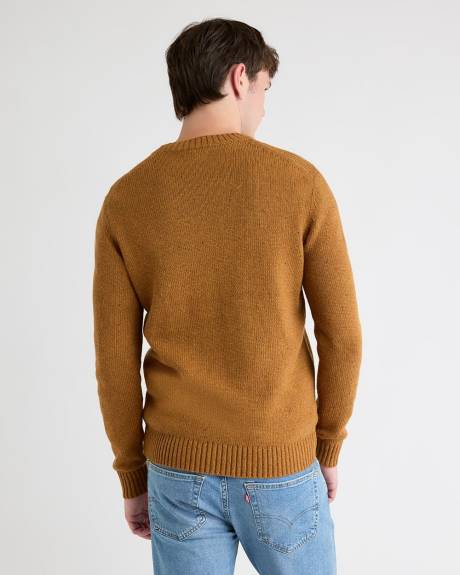 Pull Moucheté à Col Rond et Manches Longues